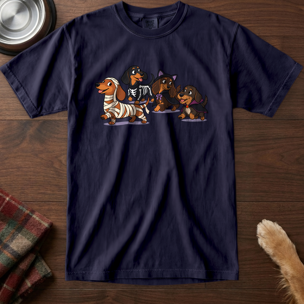pick12v2:dachshund-costume-parade-t-shirt:True Navy