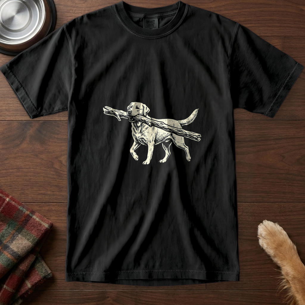 pick12v2:labrador-and-the-biggest-stick-t-shirt:Black