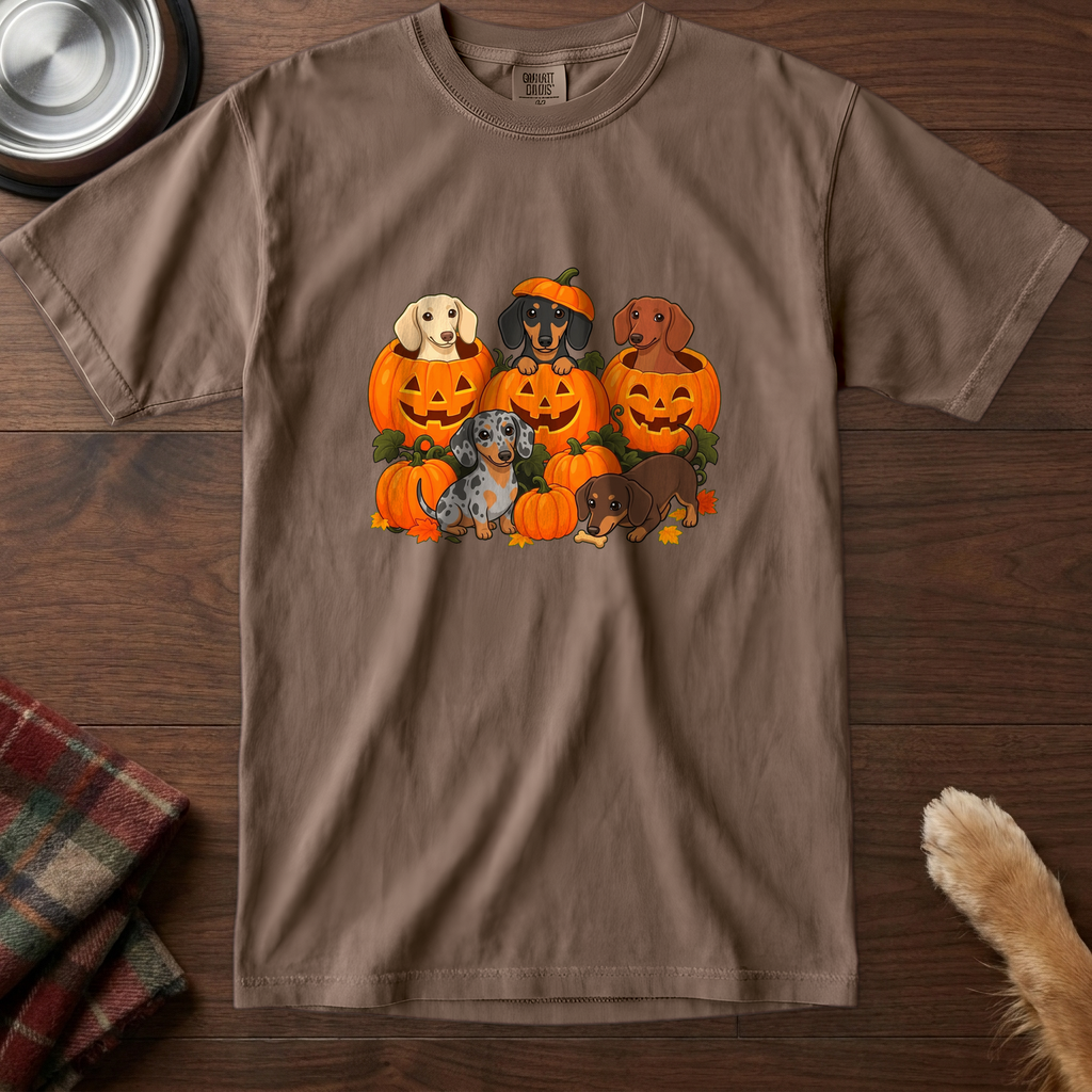 pick12v3:dachshund-pumpkin-patch-t-shirt:Espresso