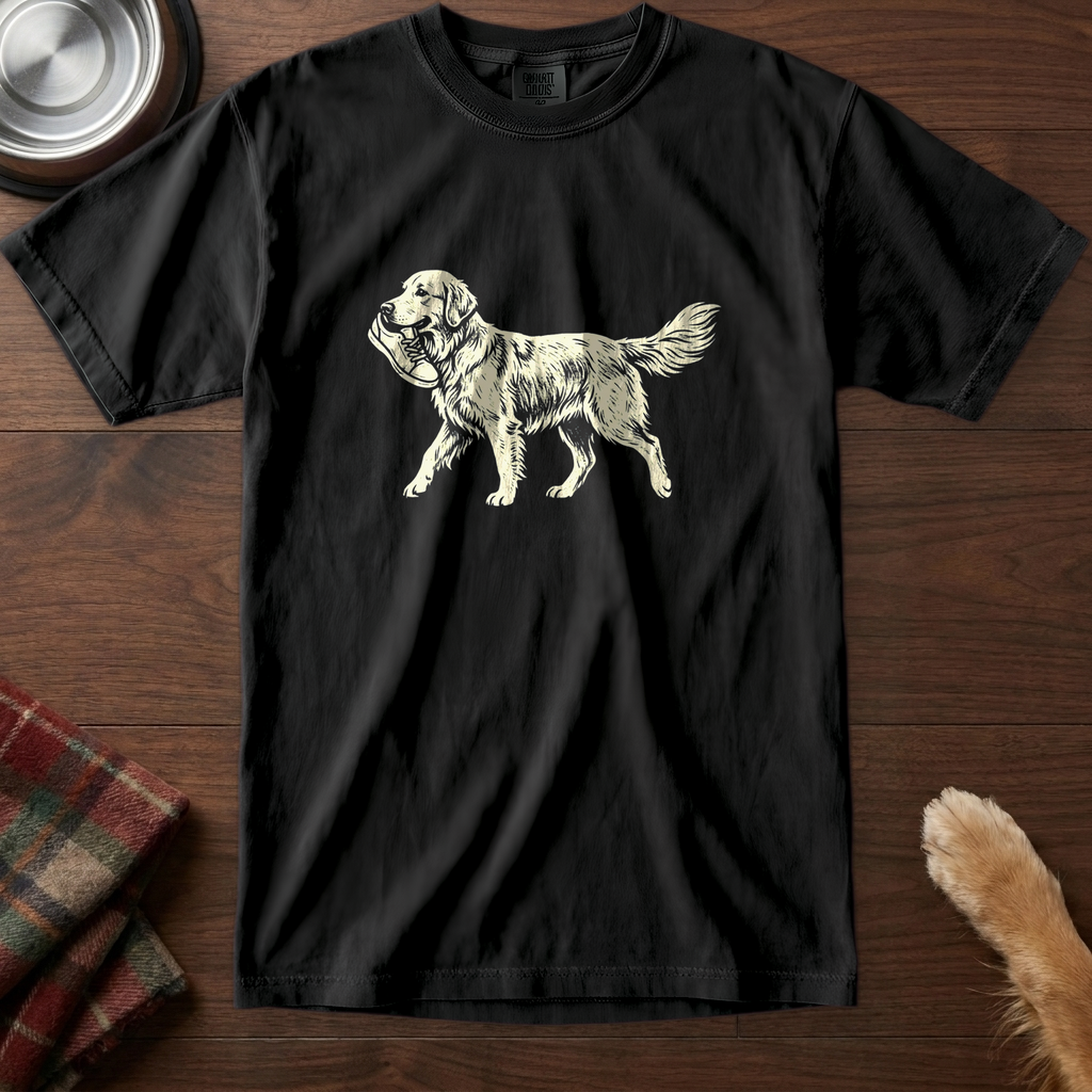 pick12v3:golden-retriever-brings-a-shoe-t-shirt:Black