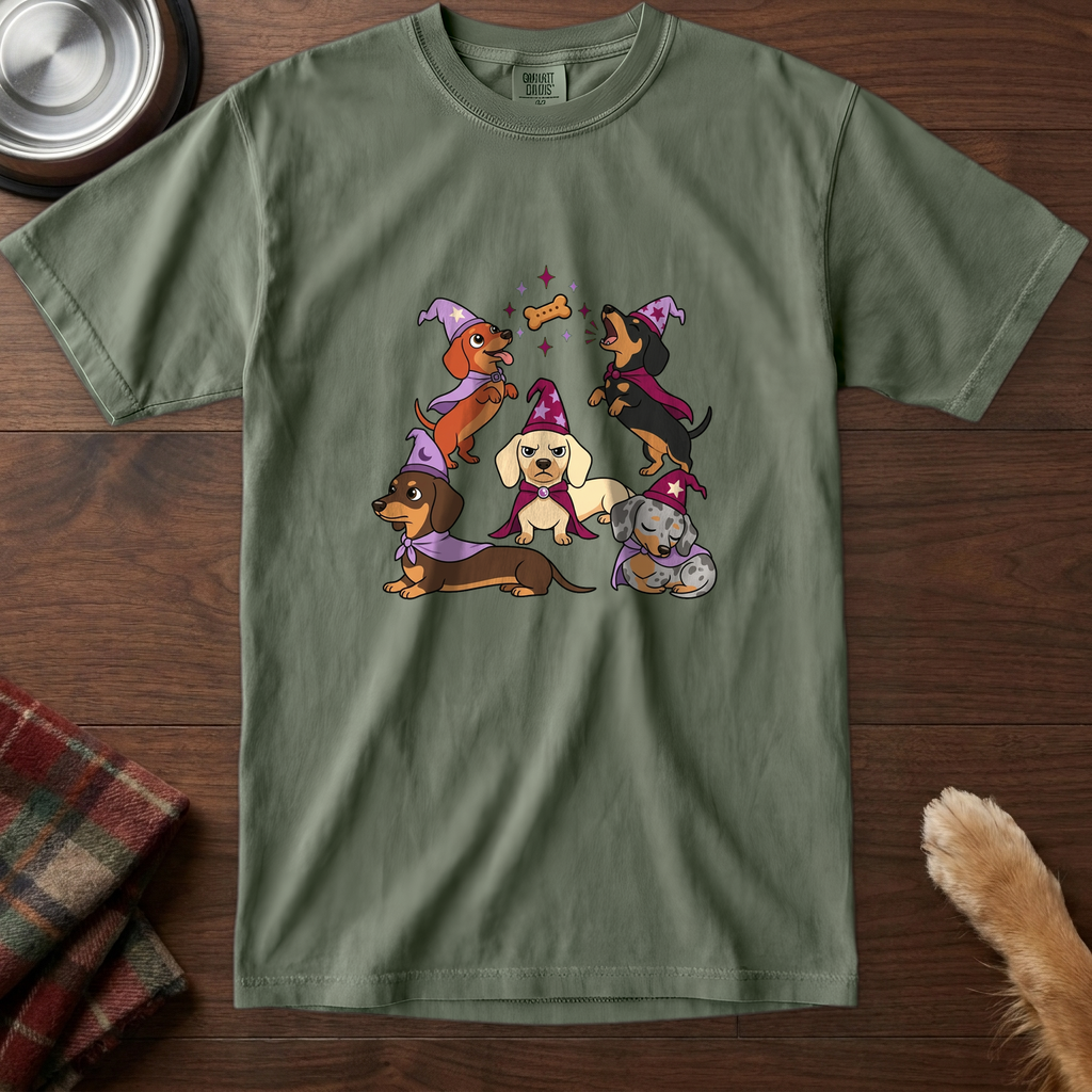 pick12v3:tiny-coven-dachshund-t-shirt:Moss