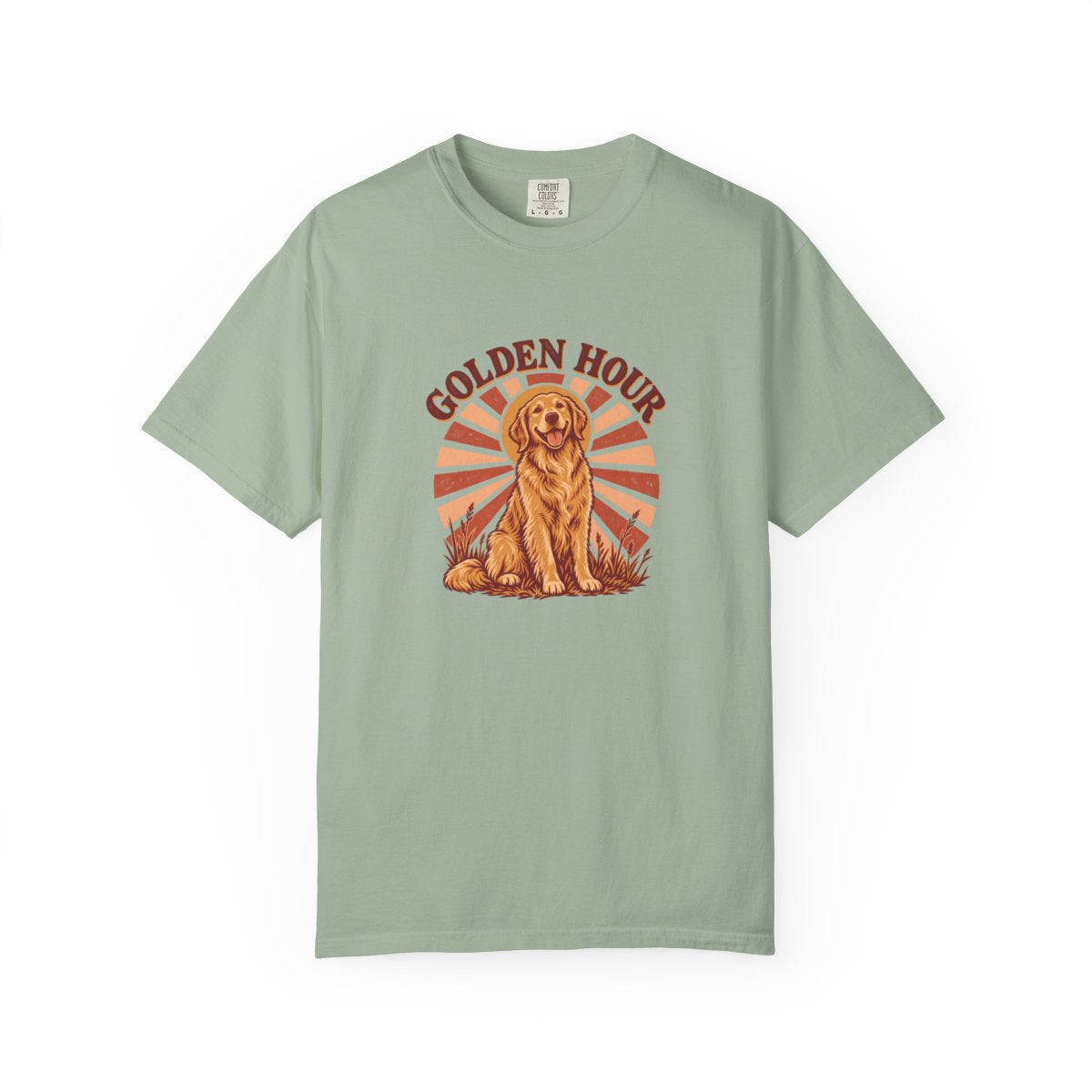 Golden Hour — Sunburst T-Shirt — Bay — Printify front mockup