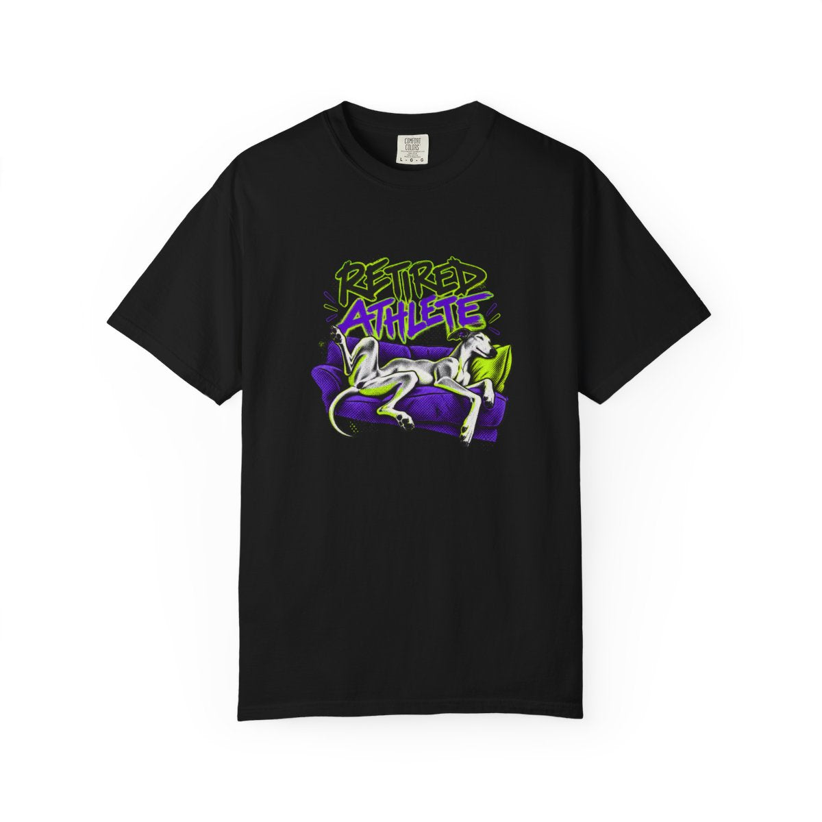 Retired Athlete T-Shirt — Black — Printify front mockup