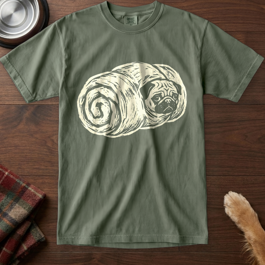 pick12v5:pug-in-a-blanket-single-ink:Moss