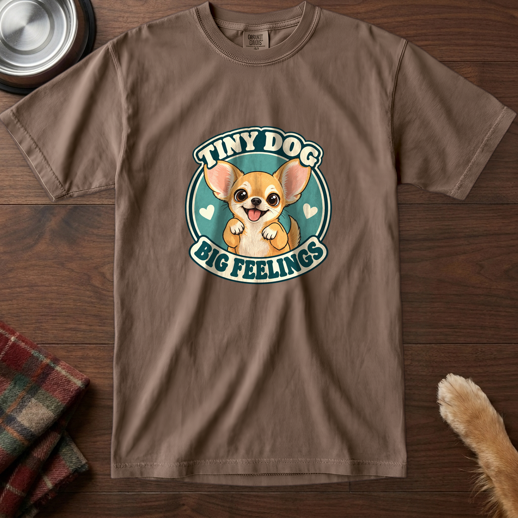 pick12v5:tiny-dog-big-feelings-t-shirt:Espresso